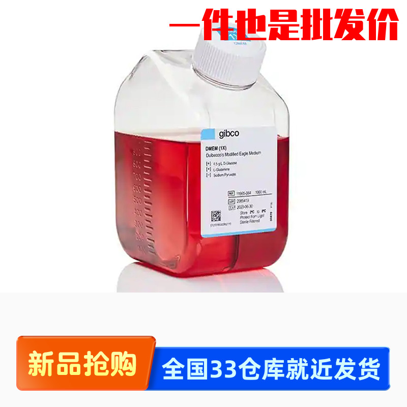Gibco 11965-084 DMEM高糖培养基 含L-谷氨酰胺不含丙酮酸钠HEPES