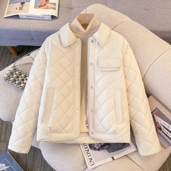 Short winter thin down cotton jacket temperament small fragrance style new cotton jacket fashionable lapel cold-proof cotton jacket for women Short winter thin down cotton jacket temperament small fragrance style new cotton jacket fashionable lapel cold-proof cotton jacket for women