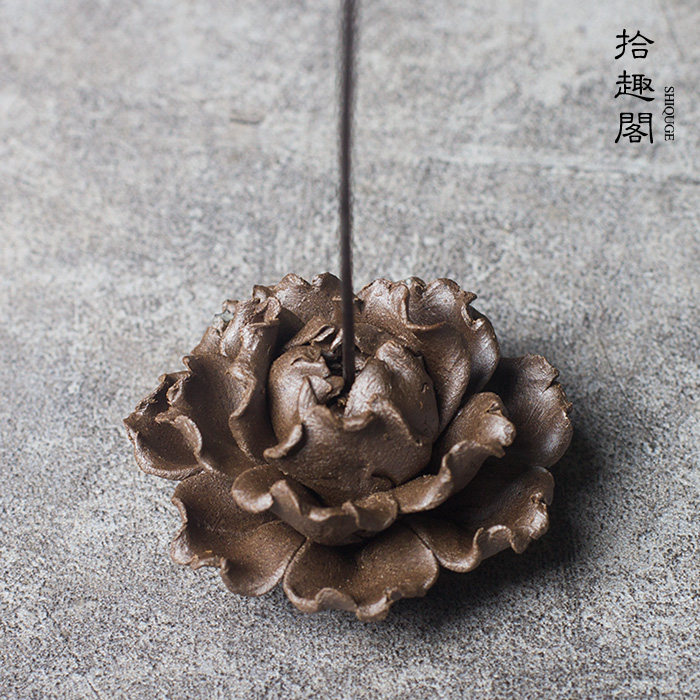 Handmade lotus thread incense inserts retro rough pottery lotus incense inserts creative ceramic gifts tea ceremony tea pet incense small ornaments