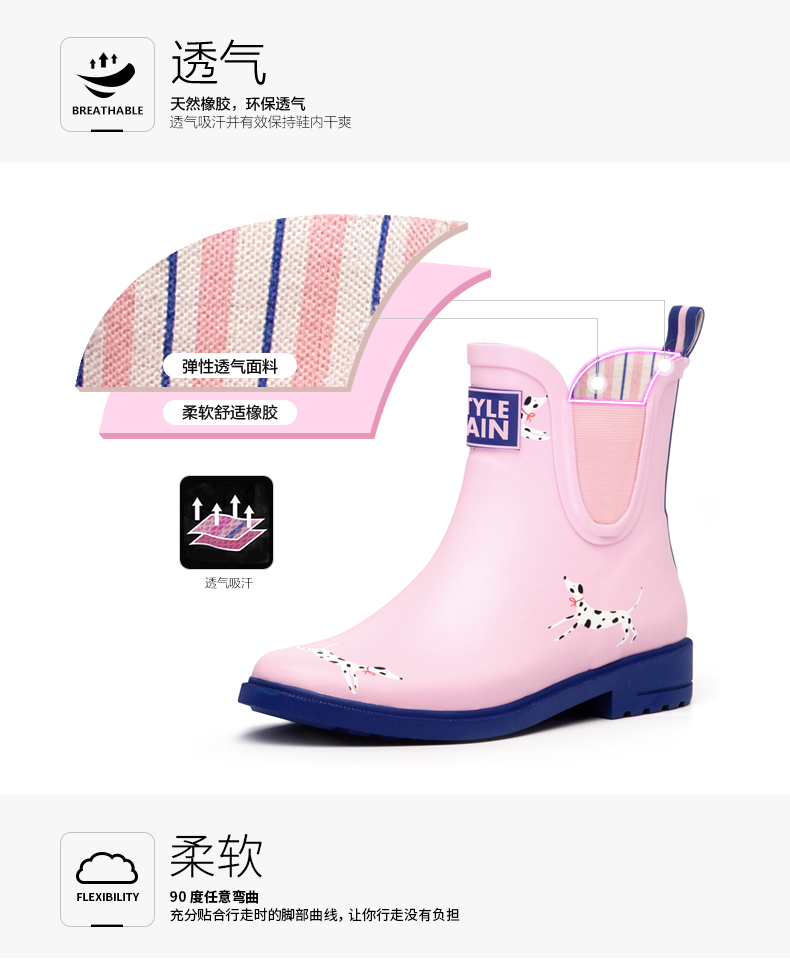 Thời gian Lin Chunxia Anh matte cao su mưa khởi động thời trang cao su không thấm nước khởi động dành cho người lớn non-slip giày nước ống ngắn mưa khởi động phụ nữ