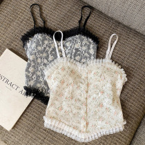 Harness vest lingerie female inner lap spring summer beating bottom 100 hitch short piece of blouse blouse lace crushed flower merry-back harnesses to rub chest