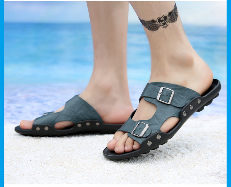 Mùa hè 2018 của nam giới dép da nam Hàn Quốc phiên bản của nhân vật flip-flops giày bãi biển bình thường ngoài trời dép chống trượt triều