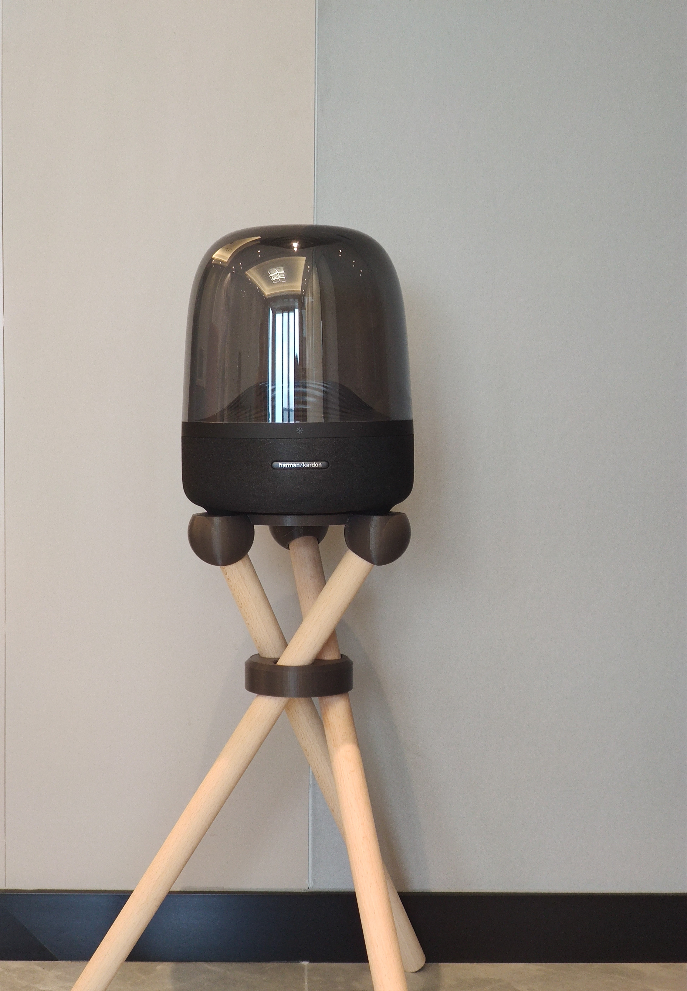 Harman glass speaker solid wood floor stand audio stand base 2 generation simple 3 customizable tripod