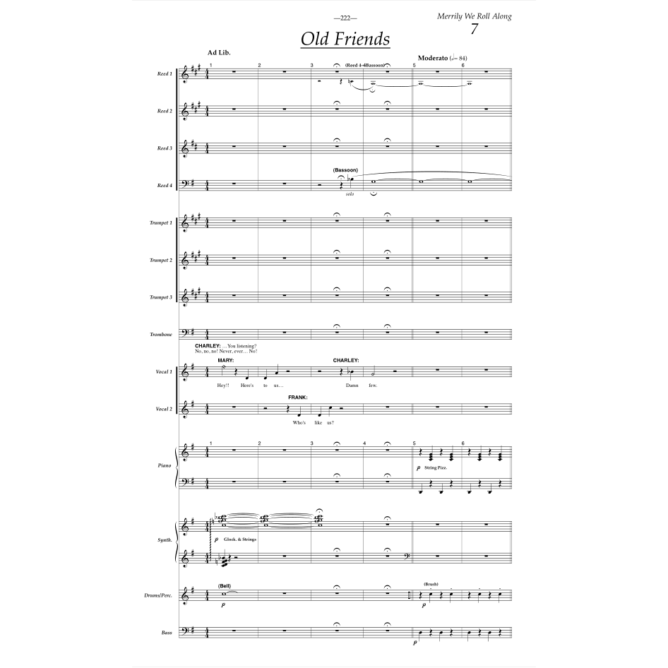Musical "Merrily We Roll Along" Full Score of the Entire Show