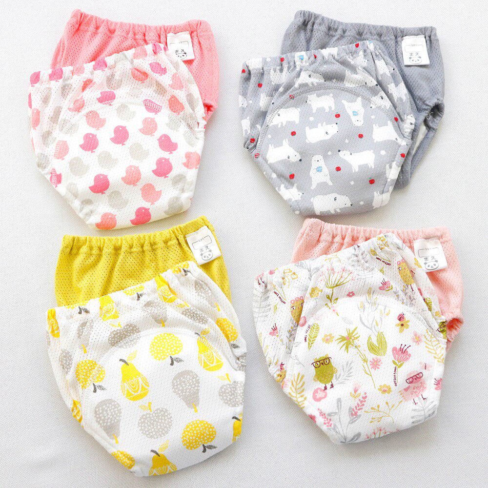 2 Dress Mesh Waterproof Baby Study Pants Baby Pure Cotton Four Floors Six Layers Gauze Washable Diaper Pants Training Pants-Taobao