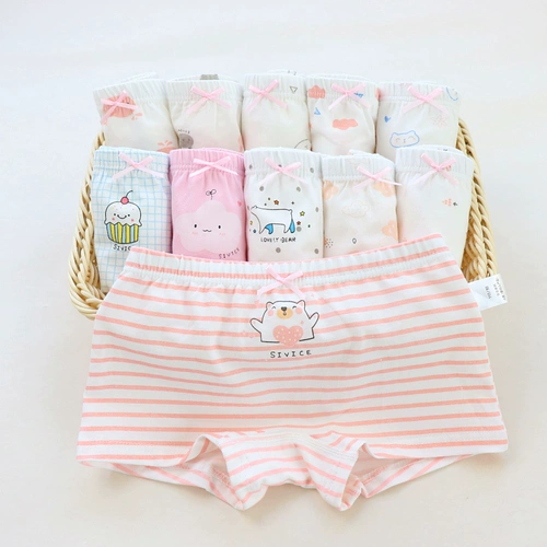Детское хлопковое нижнее белье для девочек, мультяшные антибактериальные штаны, шорты, детская одежда