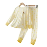 Детская летняя тонкая пижама, комплект, лонгслив, штаны