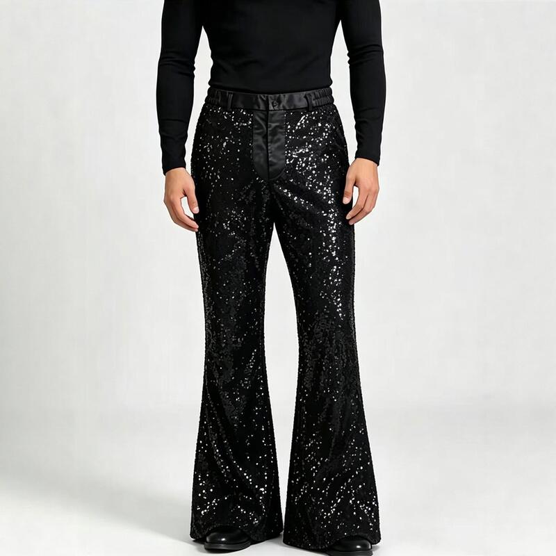 European and American Cross-Border New Men's Sequin Flared Pants Stage Performance Casual Trousers Silver Gold Black Fashion Trend European and American Cross-Border New Men's Sequin Flared Pants Stage Performance Casual Trousers Silver Gold Black Fashion Trend