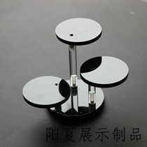 Acrylic new black new transparent ring accessories three - layer round booth commodity display frame