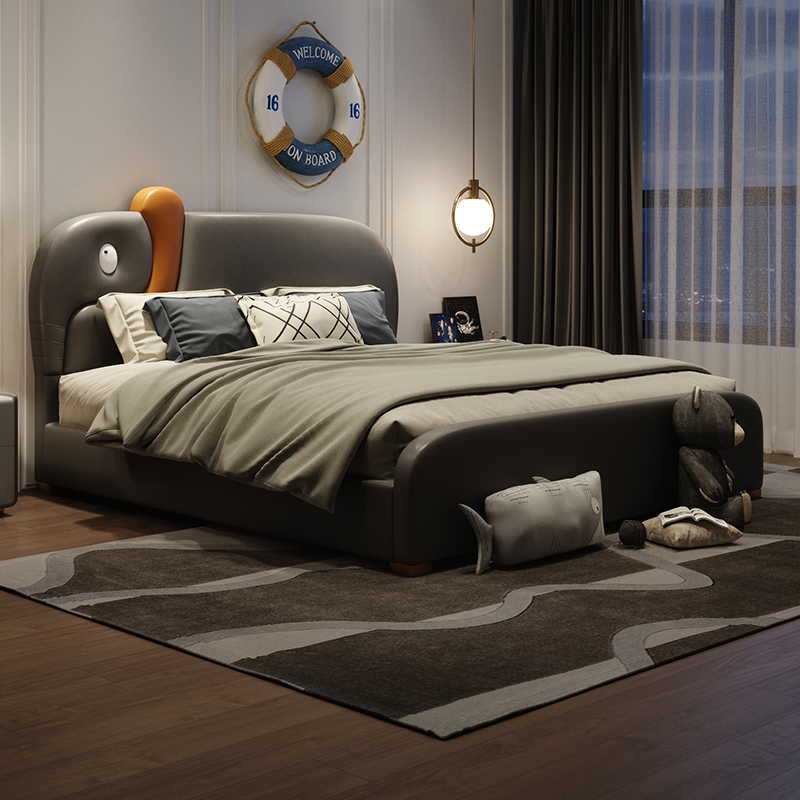 Minimal Master Italian Light Luxury Children's Light Bed Boy Single Bed Modern Simple Small House Master Bed