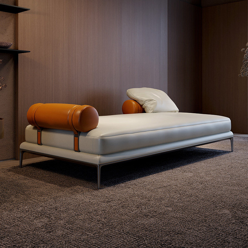 Minimalist Maestro Fancy Light Lavish Real Leather Sofa Head Layer Cow Leather Nordic Sofa Small Family living room Guido Deck Chair