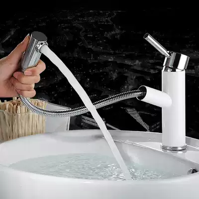 German contemporary bathroom high-grade all copper pull-out basin faucet hot and cold washing bed telescopic faucet stretch