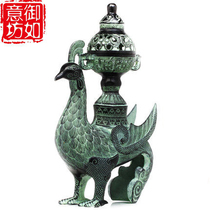 Antique bronze ornaments Pure copper bird bird incense furnace Antique home decorations Vintage incense furnace Phoenix decoration