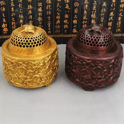 Royal Ruyi Pure Copper Incense Furnace Red Copper Thousand Crane Incense Furnace Oroma Products Sandalwood Furnace Thousand Crane Longevity Furnace