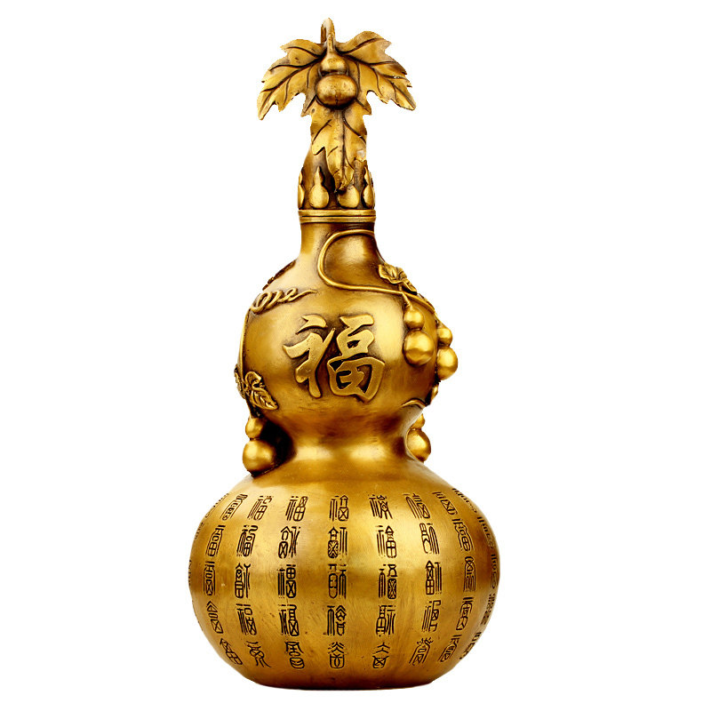 The Ruyi Feng Shui Bronze Ware Wan Fu Gourd Fu Character Pure Copper Gourd with a lid Sub Po Ping An to increase the couple's edge