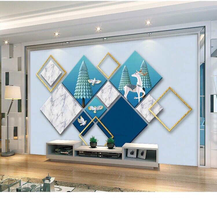 8d Modern Wallpaper Living Room TV Background Wall Wallpaper Web Red Light Extravagant 3d Cubist geometric minimalist Wall cloth fresco