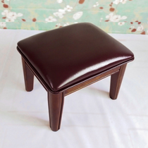 Nordic all solid wood small stool sofa soft leather stool living room household square stool bench rectangular high foot low stool thick