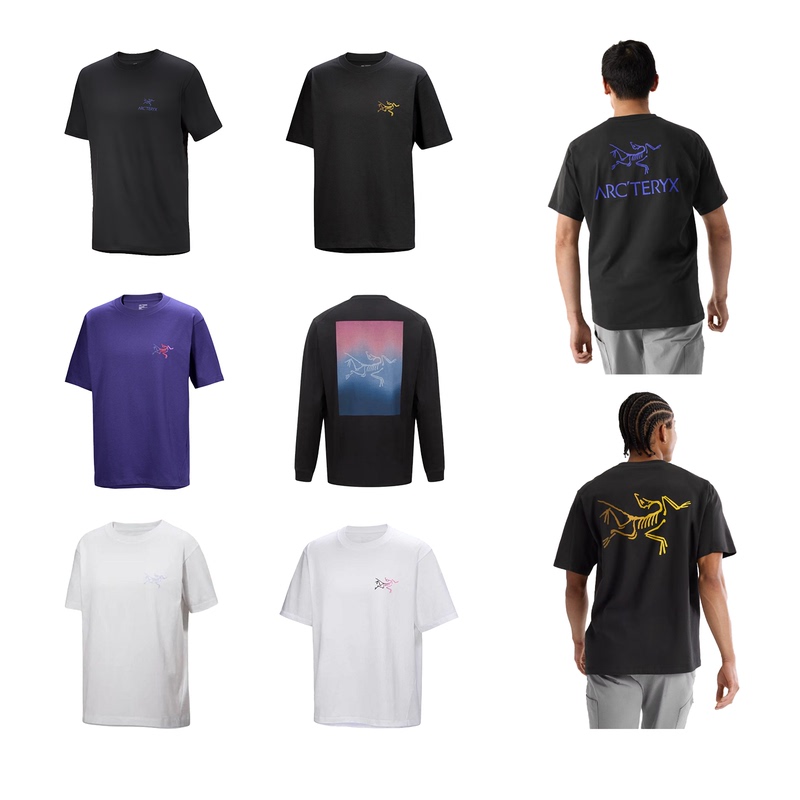 Arcteryx Kragg Sl Pure Cotton Bird Logo Black Gold Black Blue Short-Sleeved Long-Sleeved Men's and Women's T-Shirts