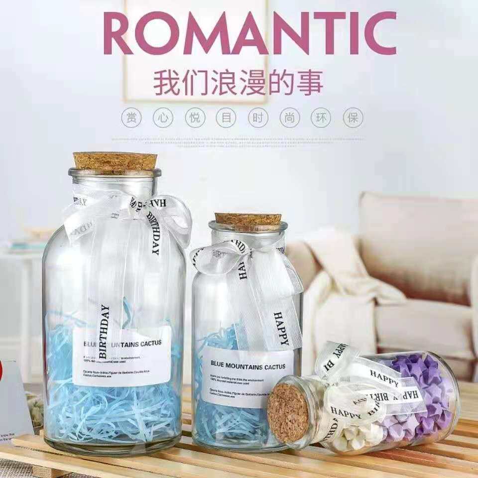 Creative Lucky Star finished product folding stars glass cans wishing bottle hollow bottle diy drifting manually