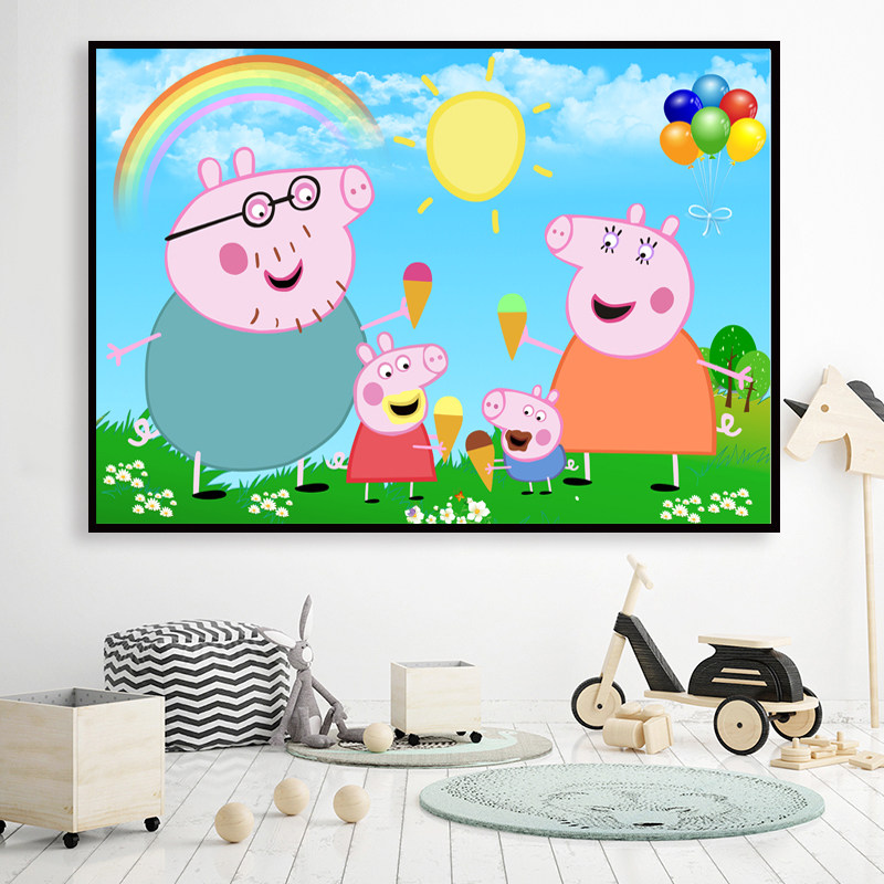 Diamond Painting Small Pig Petch Full Drill 5d Diamond Embroidered Children Cartoon Cartoon Cartoon 2022 New Stick Drill Cross Embroidered Bedroom