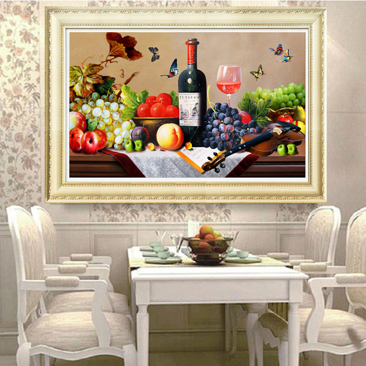 Full drill 5d diamond painting round drill full drill fruit wine glass masonry show grape paste drill cross stitch European dining room new
