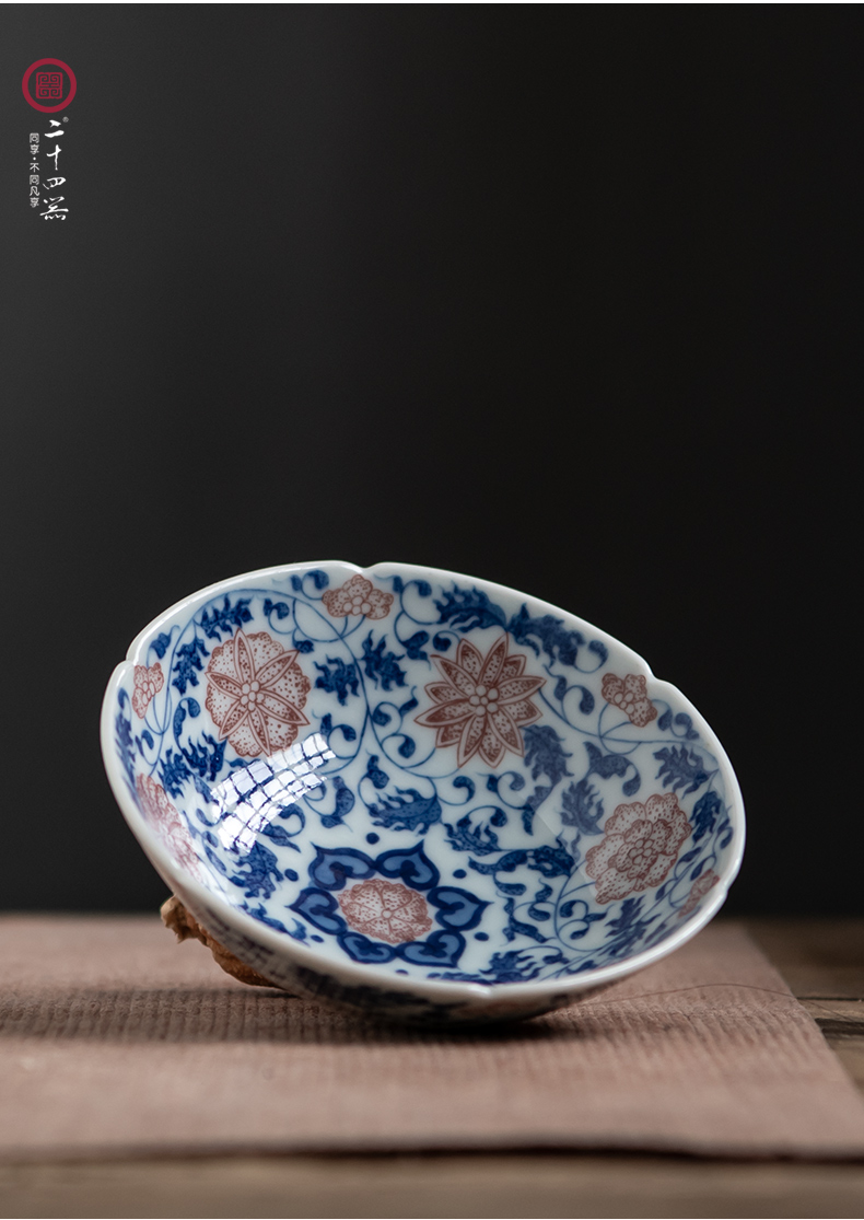 Twenty - four ware jingdezhen hand - made youligong master of blue and white porcelain cup single CPU single hand, ceramic tea set