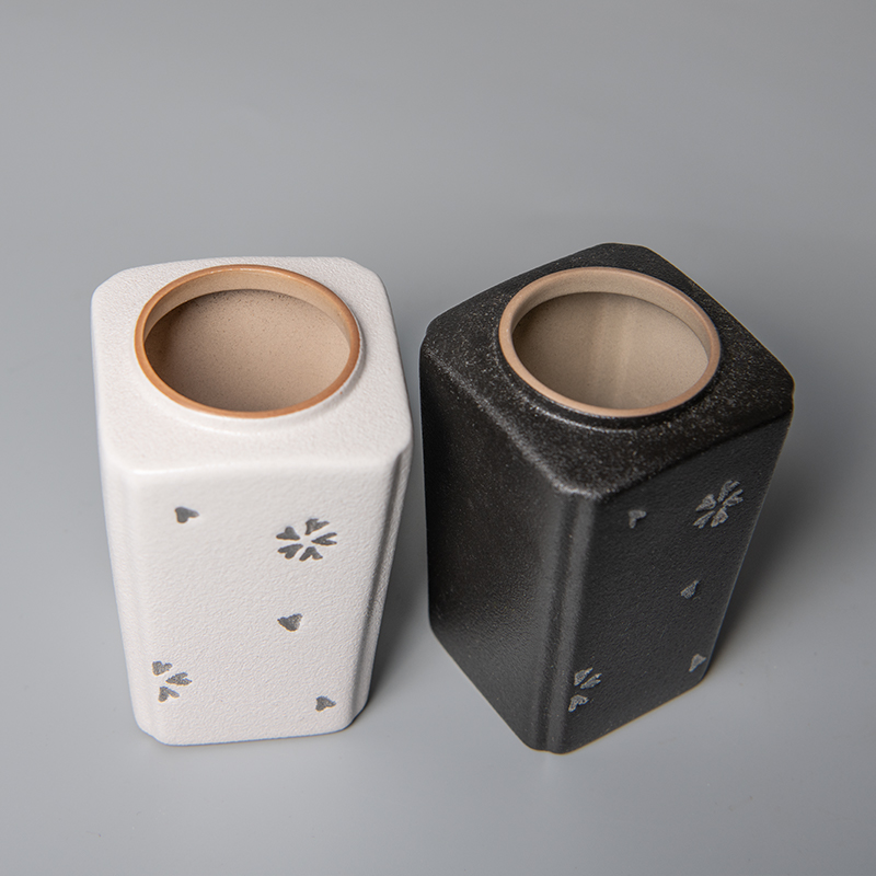 Public remit stoneware trace silver trumpet with caddy fixings receives the mini contracted white black Japanese travel tea set