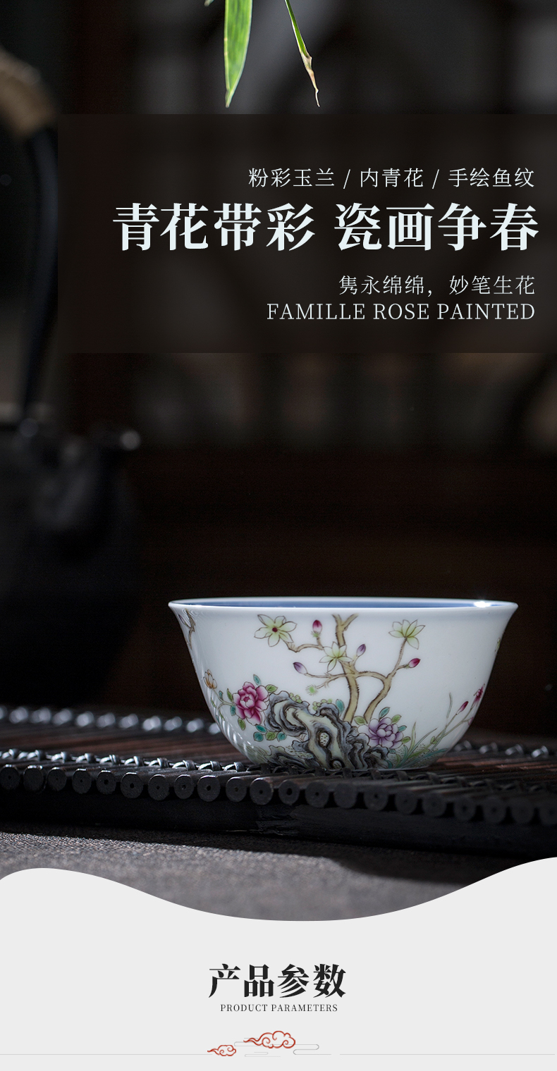 Public remit famille rose porcelain tea masters cup single kung fu tea cups of blue and white porcelain jingdezhen ceramic tea cup