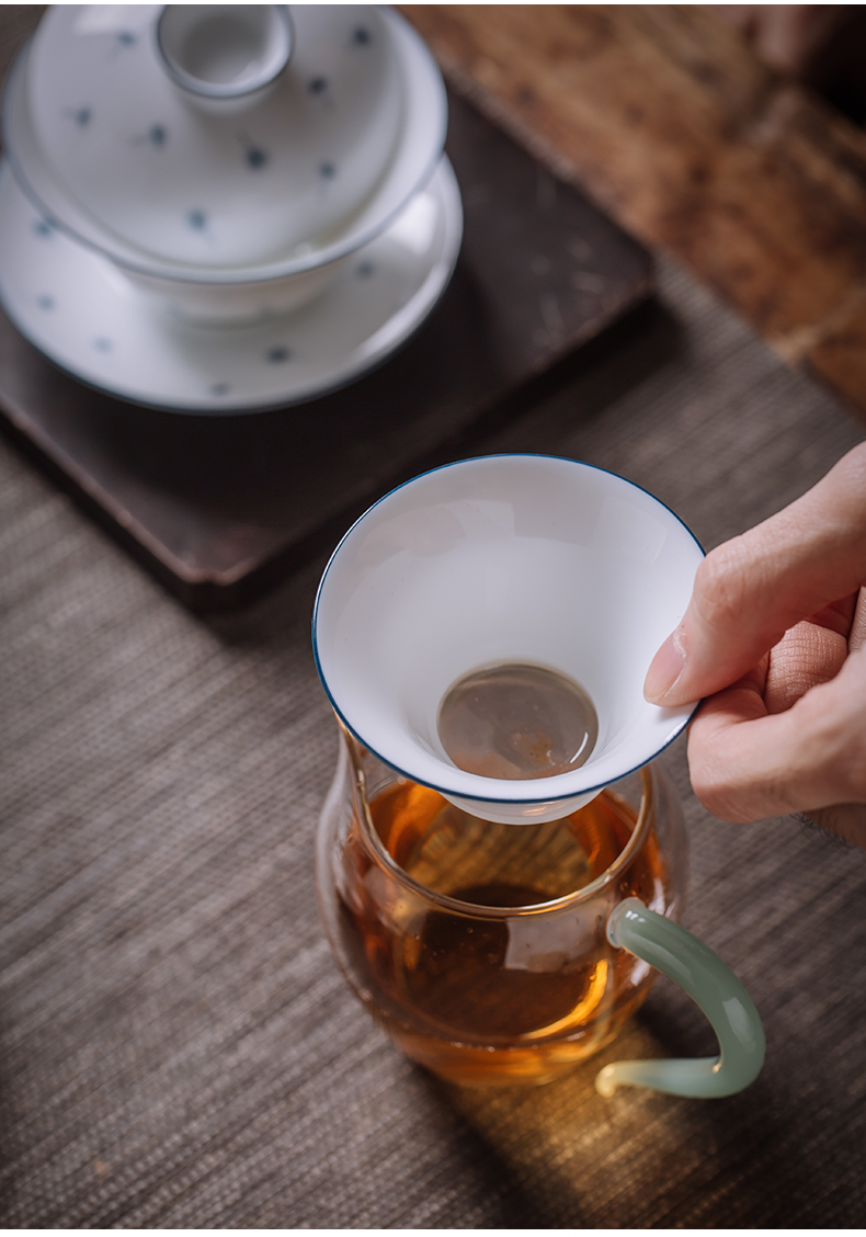 Public remit kung fu tea set tureen jingdezhen ceramic cups small household set of white porcelain hand draw a complete set of