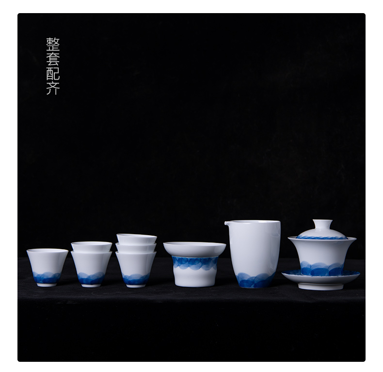 White porcelain porcelain of kung fu tea tureen tea set tea cups household contracted jingdezhen tea gift boxes