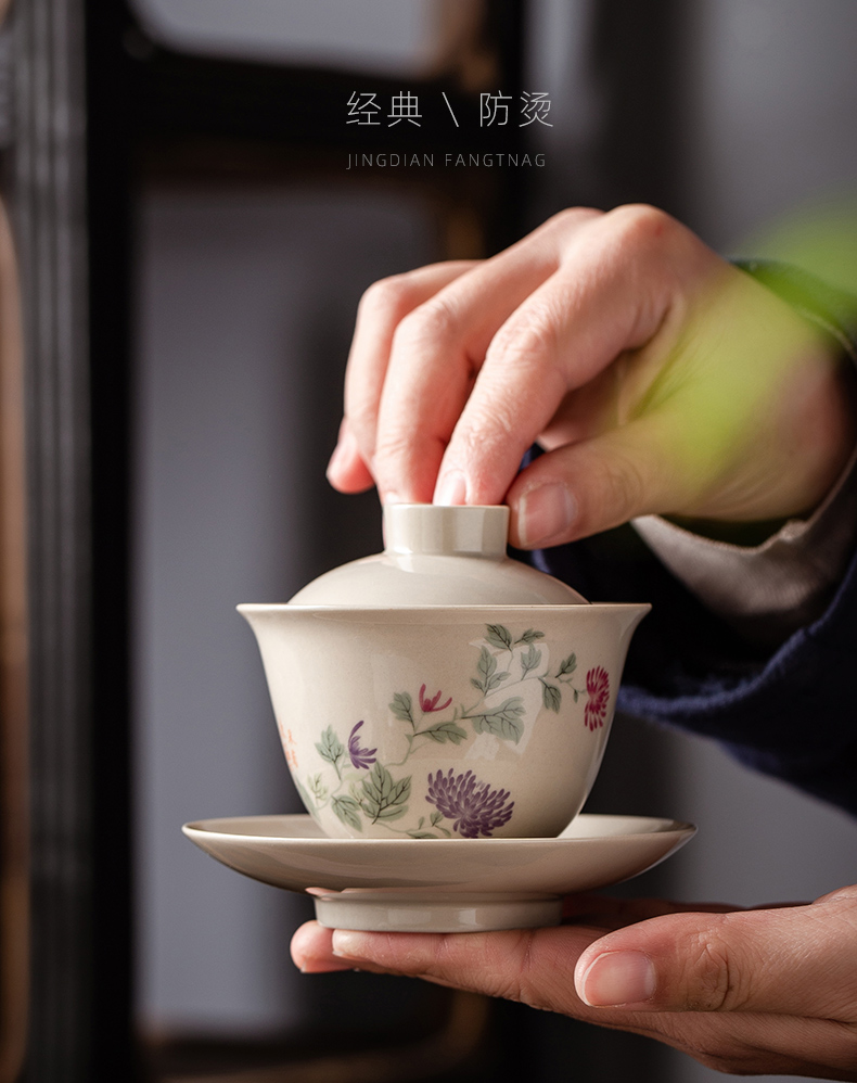 Wynn collect three to a single manual small tea tureen tea kungfu cup three fort jingdezhen ceramic bowl