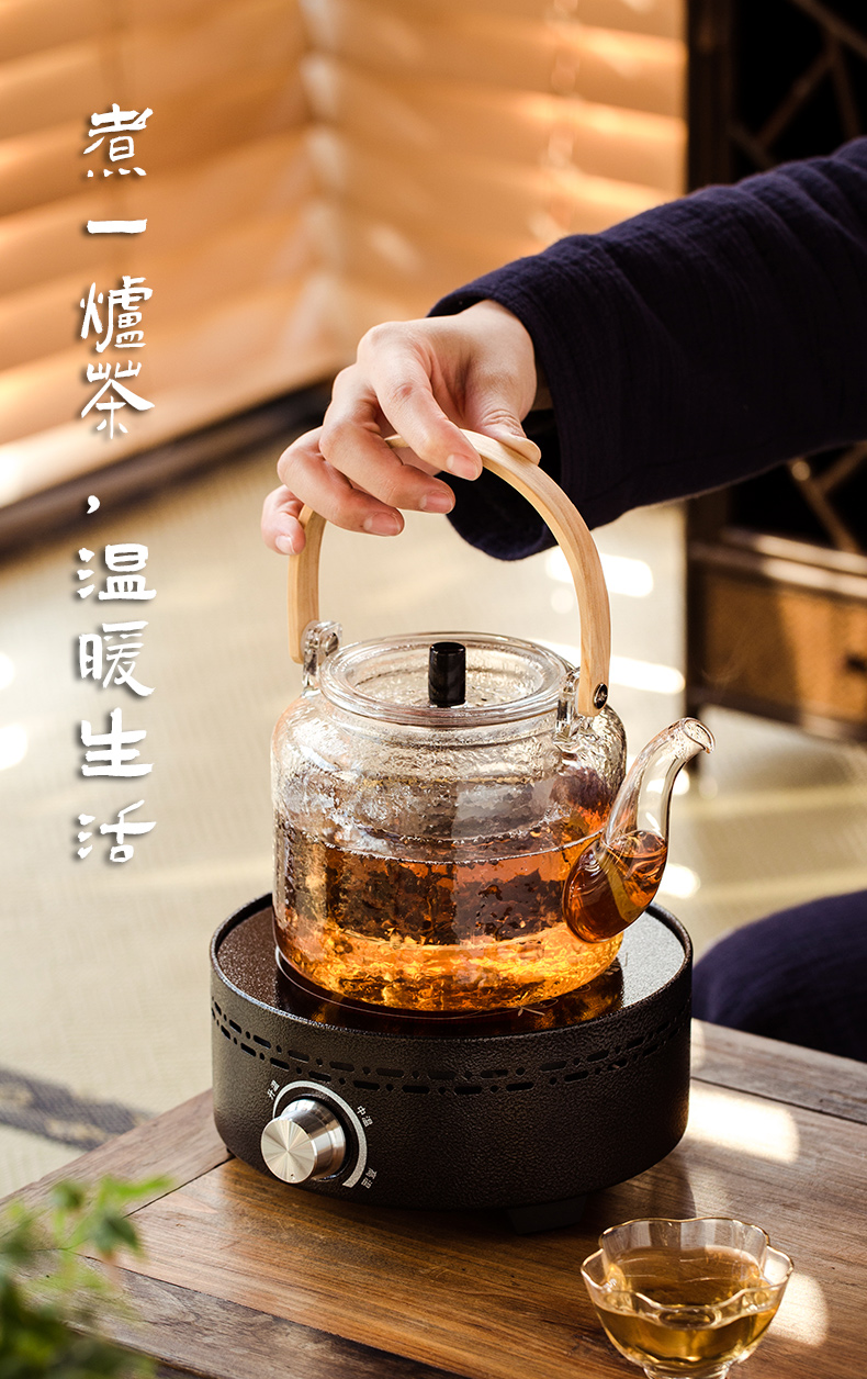 Electric TaoLu tea stove cooking pot and hammer glass curing pot of household cooking tea tea set single pot of high temperature resistant