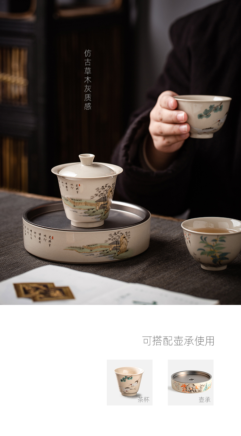 Public remit only three tureen horseshoe a single small tea cup bowl kung fu tea set three fort jingdezhen ceramics