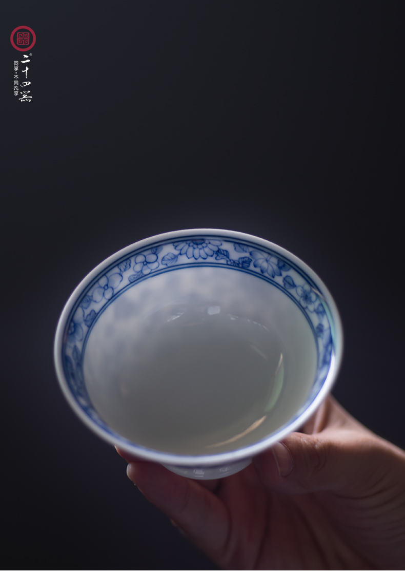 Kombucha tea cup a single master cup small ceramic single CPU hand - sketching jingdezhen blue and white porcelain tea set large sample tea cup