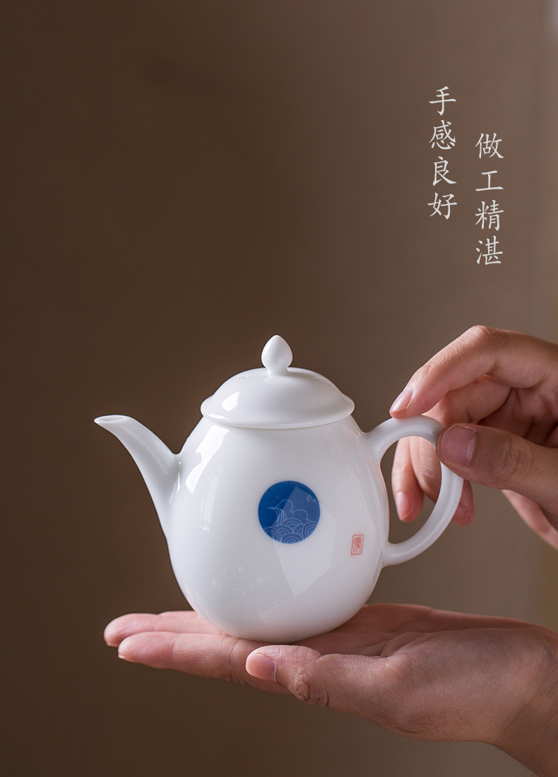 Jingdezhen ceramic single pot small kung fu tea teapot small single one with white porcelain porcelain Japanese contracted