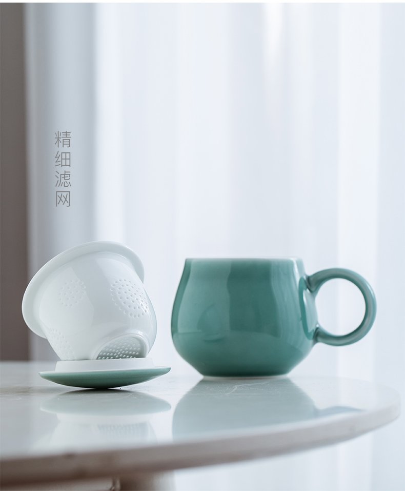 Office tea ceramic filter glass bladder) tea cup with lid with handle men and women