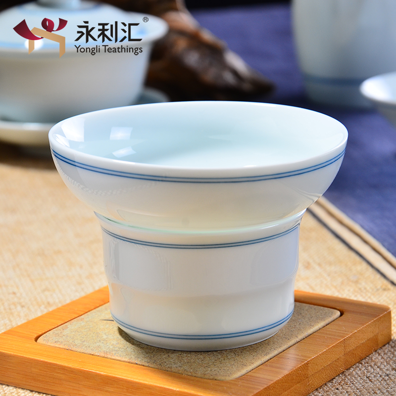 Public remit jingdezhen ceramic) tea strainer kung fu tea set with parts of archaize creative tea filter device