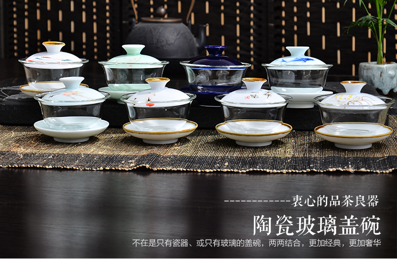 Wynn three to collect more heat resistant glass tureen hand - made ceramic bowl tea cup small kung fu tea set. A single
