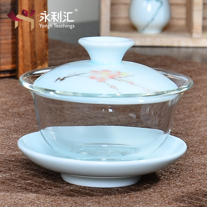 Wynn three to collect more heat resistant glass tureen hand - made ceramic bowl tea cup small kung fu tea set. A single