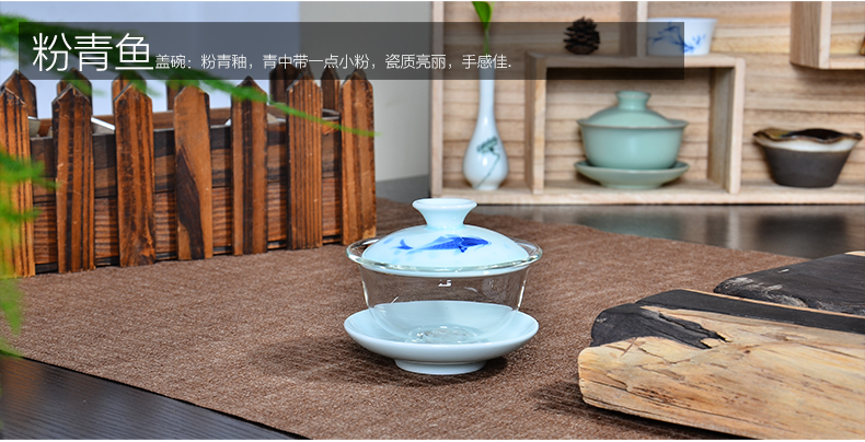 Wynn three to collect more heat resistant glass tureen hand - made ceramic bowl tea cup small kung fu tea set. A single