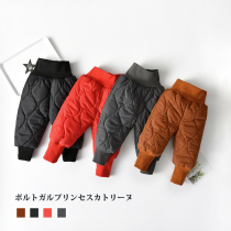 Baby pants autumn and winter men and women Baby plus velvet pants warm Harlem pants big pp pants high waist belly pants down cotton pants