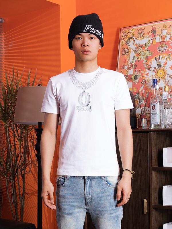 Tgfclub American Street Fashion Brand Hip-Hop Rapper Elastic Basic Slim Fit O Black Printed T-Shirt Short Sleeves