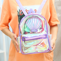 ins dazzling girl jelly double shoulder bag fashion new mermaid transparent bag children backpacker cartoon single shoulder woman