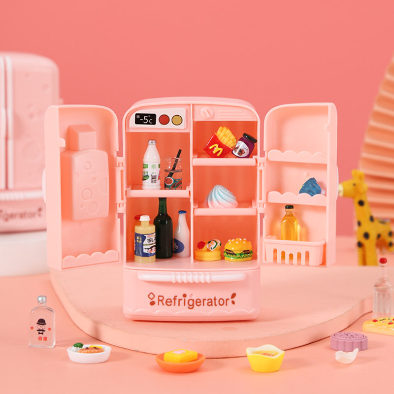 Mini fridge food model food and play with supermarket blind bag emulation snacks small items cheap reduced version furniture