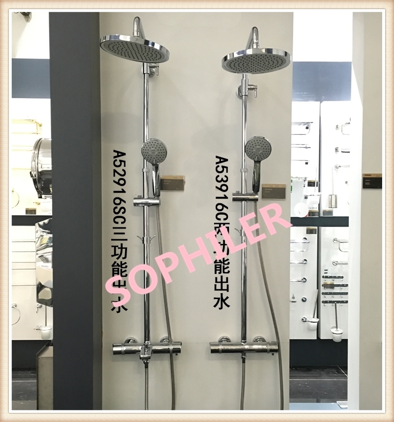 Double handle fixed thermostatic rising rod shower head A53916C