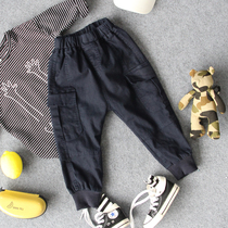 Autumn boys casual pants children Korean new multi-pocket overalls pants baby close Joker pants tide childrens pants