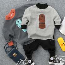 Autumn boys long-sleeved t-shirt childrens middle-collar bottoming shirt T-shirt baby striped top T-shirt all-match tide