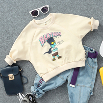 Spring and autumn new children cartoon print round neck sweater Boys Long Sleeve T baby casual pullover base shirt tide