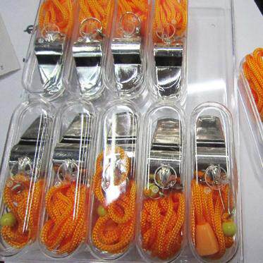 6-shaped coach and referee special whistle stainless steel metal rope plastic box field rescue competition whistle
