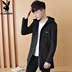 Playboy mùa xuân và mùa thu của New Men Hood Edion nam Thin Hàn Quốc phiên bản Trim Siennized dài Coat Tide 